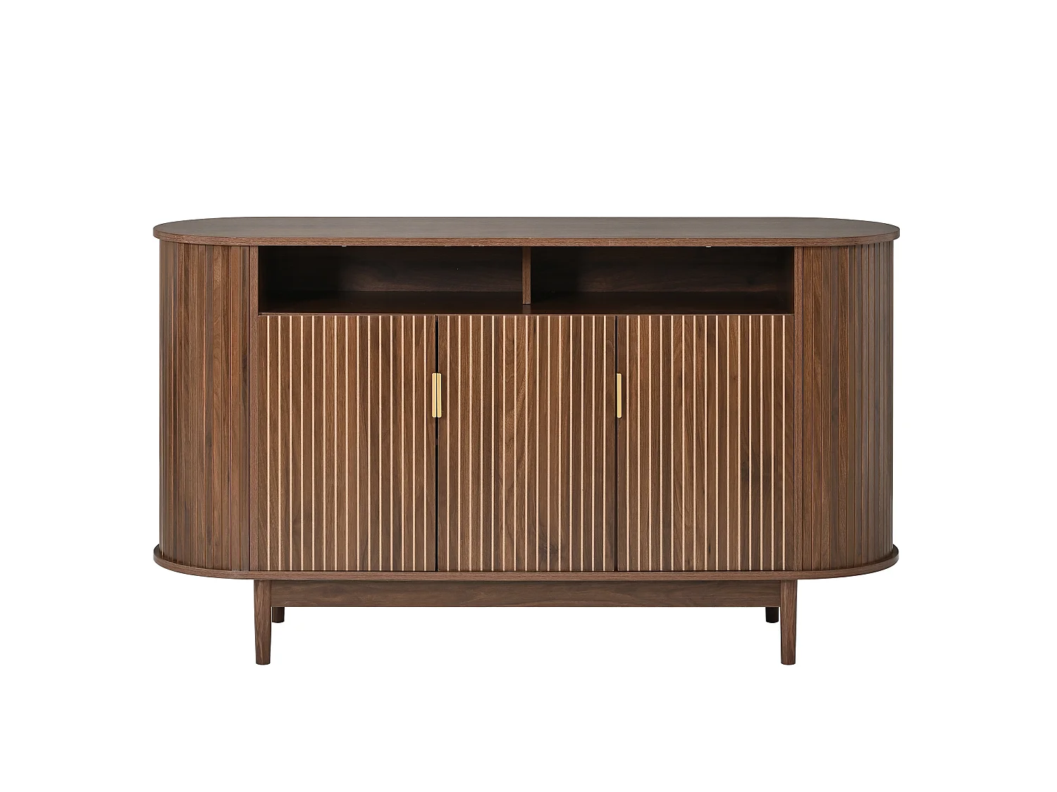Dressoir met 3 deuren en verticale lijnen - Bruin 140 x 40 x 78 cm