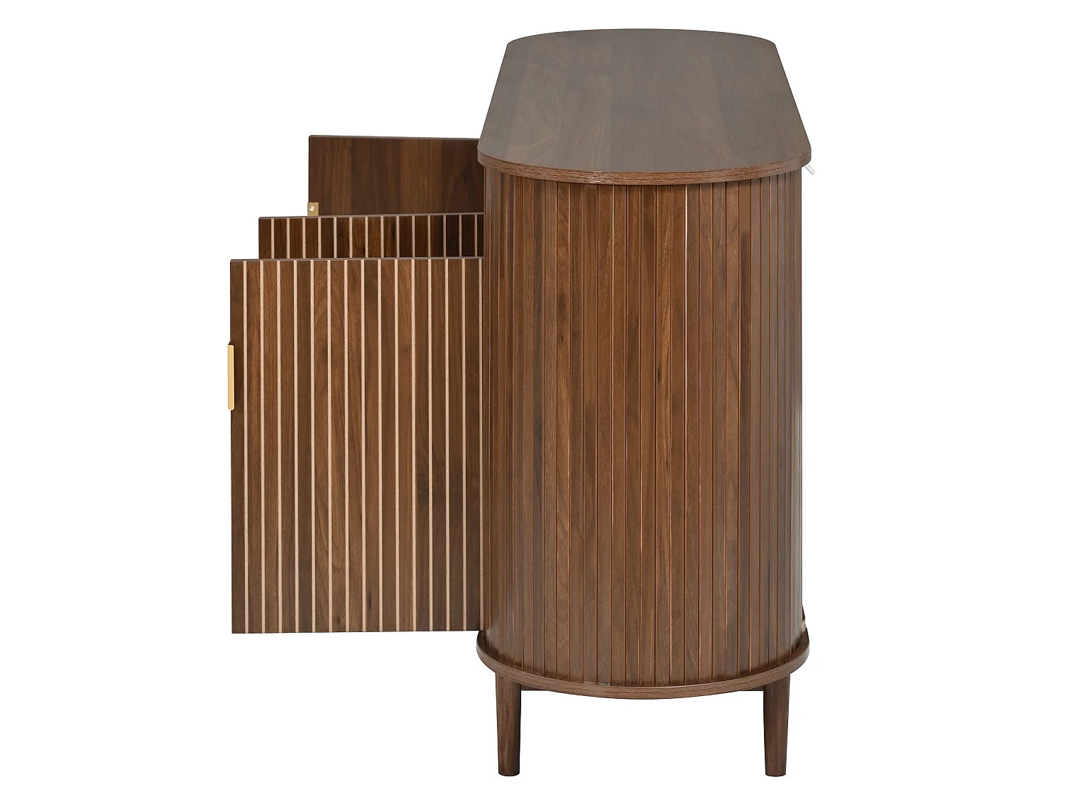 Dressoir met 3 deuren en verticale lijnen - Bruin 140 x 40 x 78 cm
