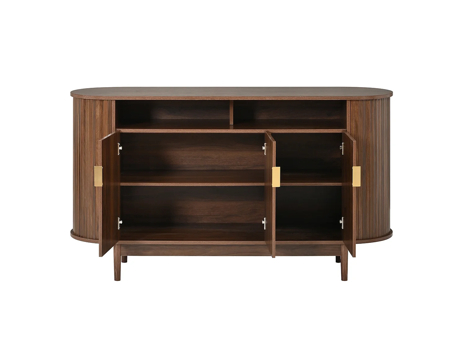 Dressoir met 3 deuren en verticale lijnen - Bruin 140 x 40 x 78 cm