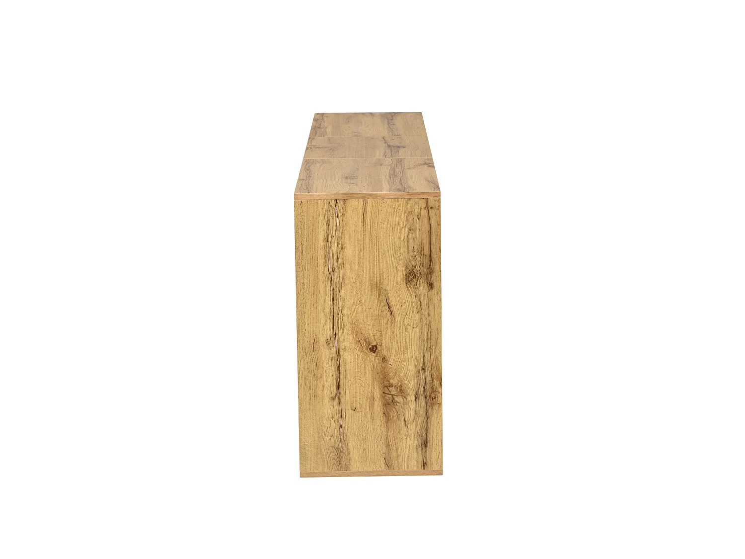 Buffet finition laquée brillante avec 3 portes - Noir et bois 140×35×71cm