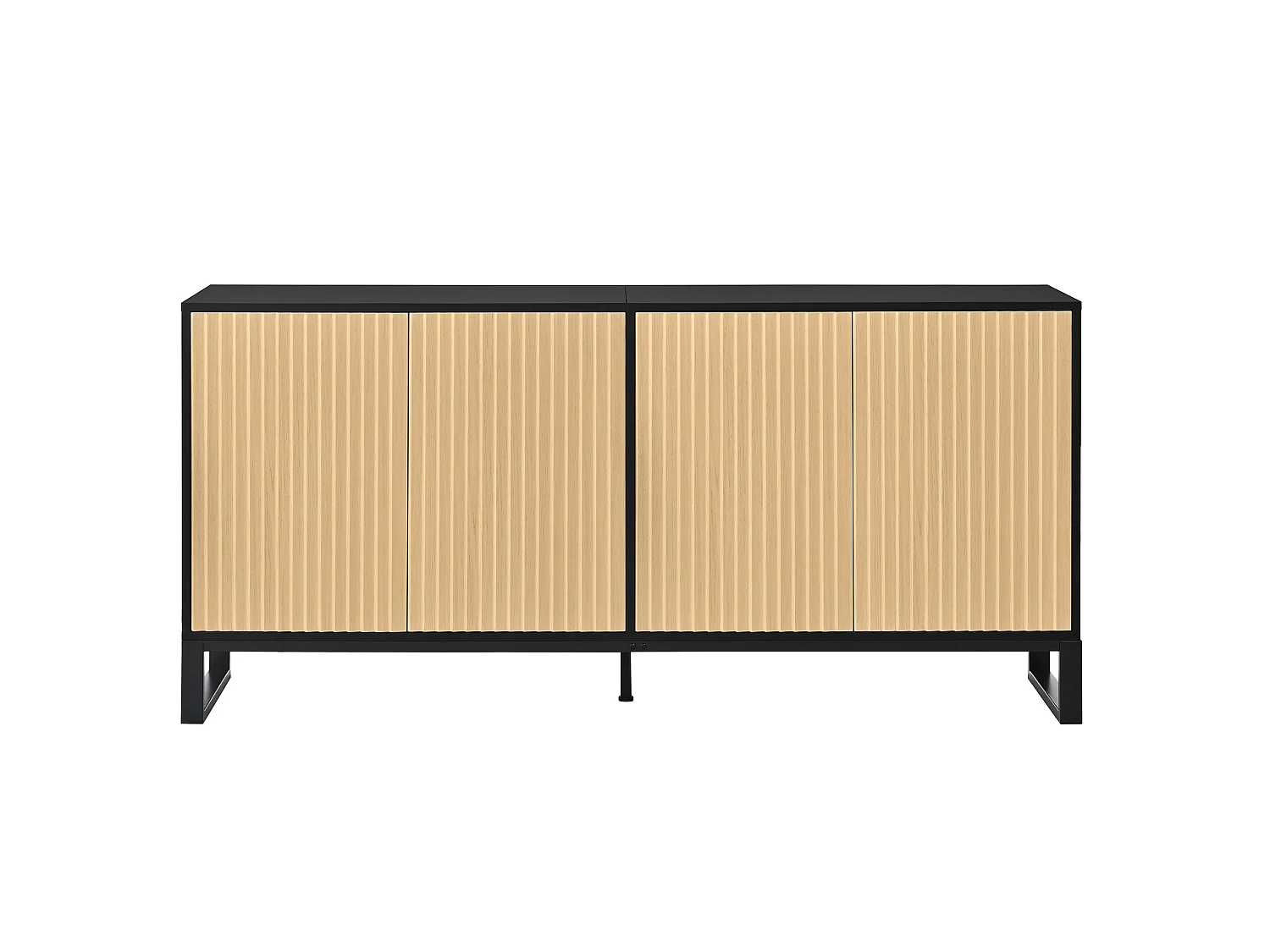 Buffet avec 4 portes - Couleur bois et noir 160 x 40 x 75 cm