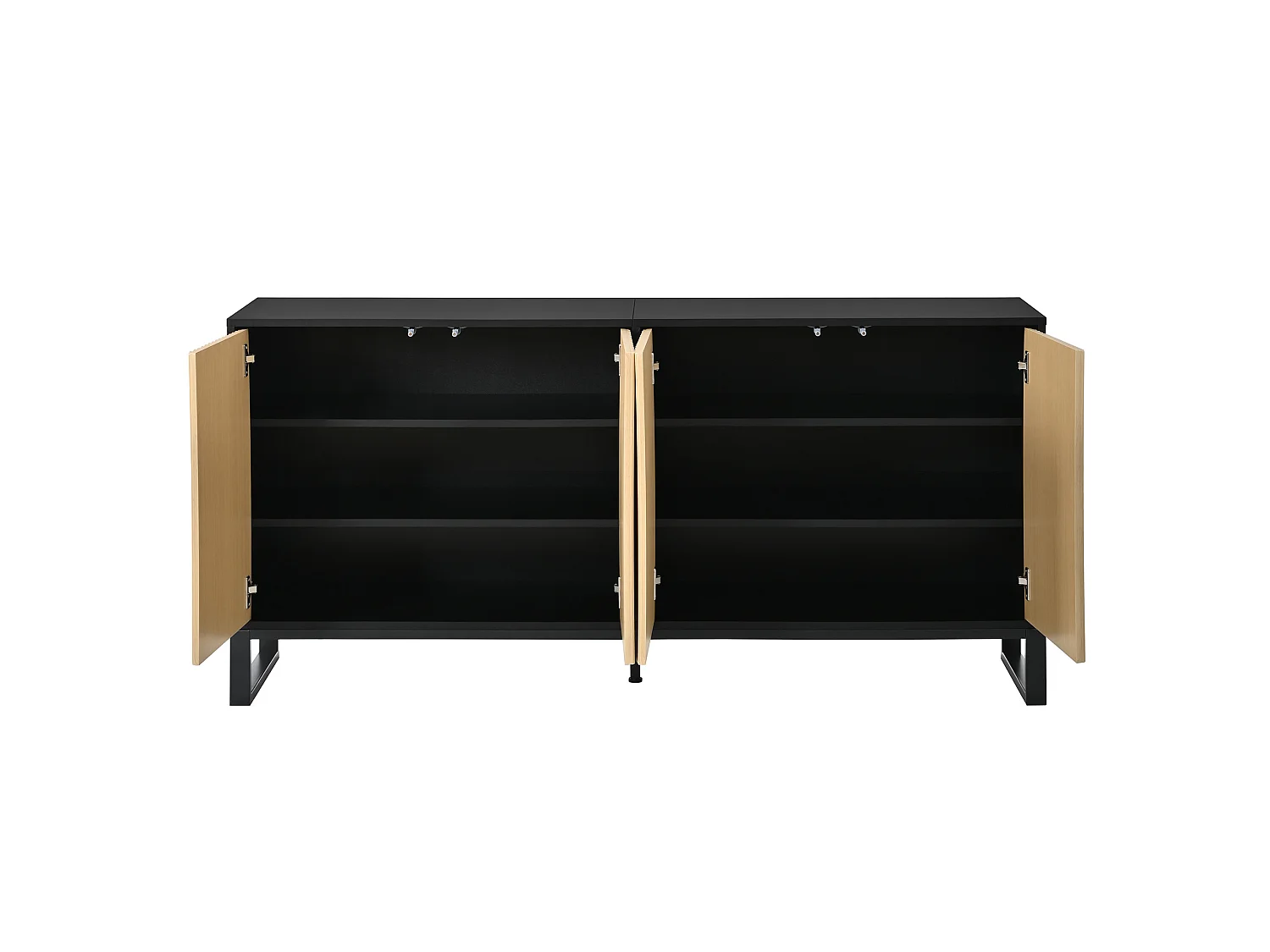 Buffet avec 4 portes - Couleur bois et noir 160 x 40 x 75 cm