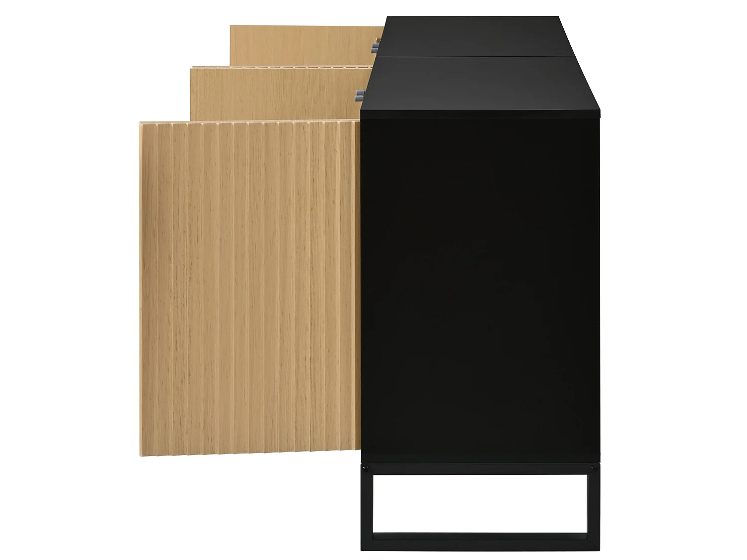 Buffet avec 4 portes - Couleur bois et noir 160 x 40 x 75 cm