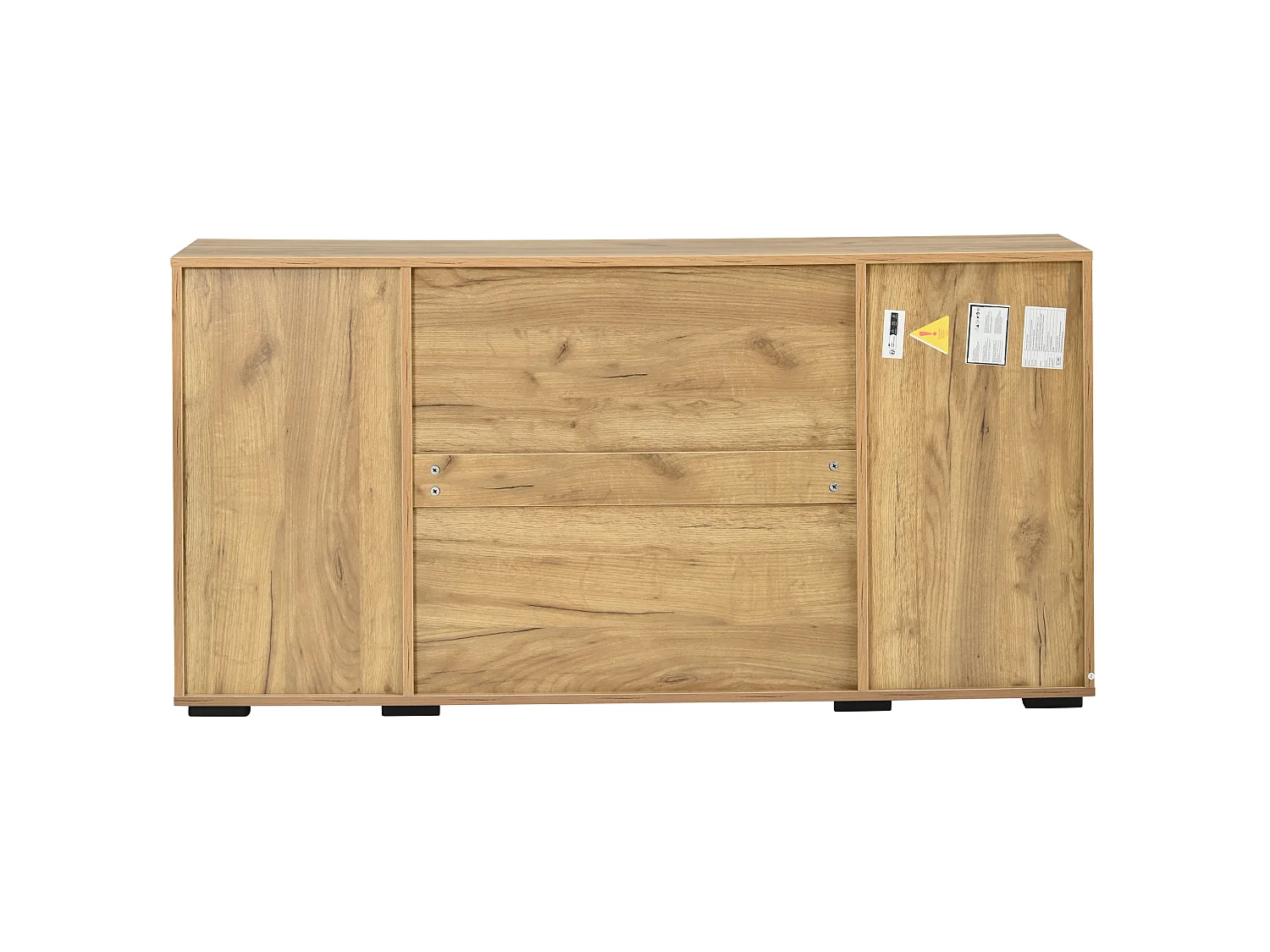 Dressoir 140x35x70cm van MDF met 4 lades en 2 deuren met groeven - Hout en zwart