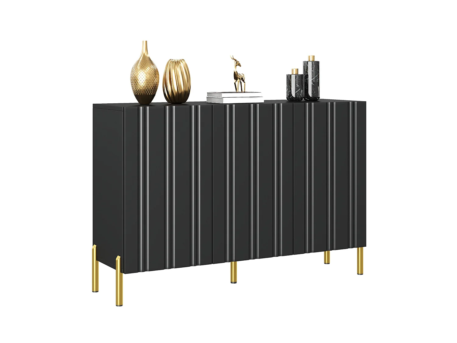 Buffet/Meuble à chaussures 2 en 1 avec 3 portes - Noir