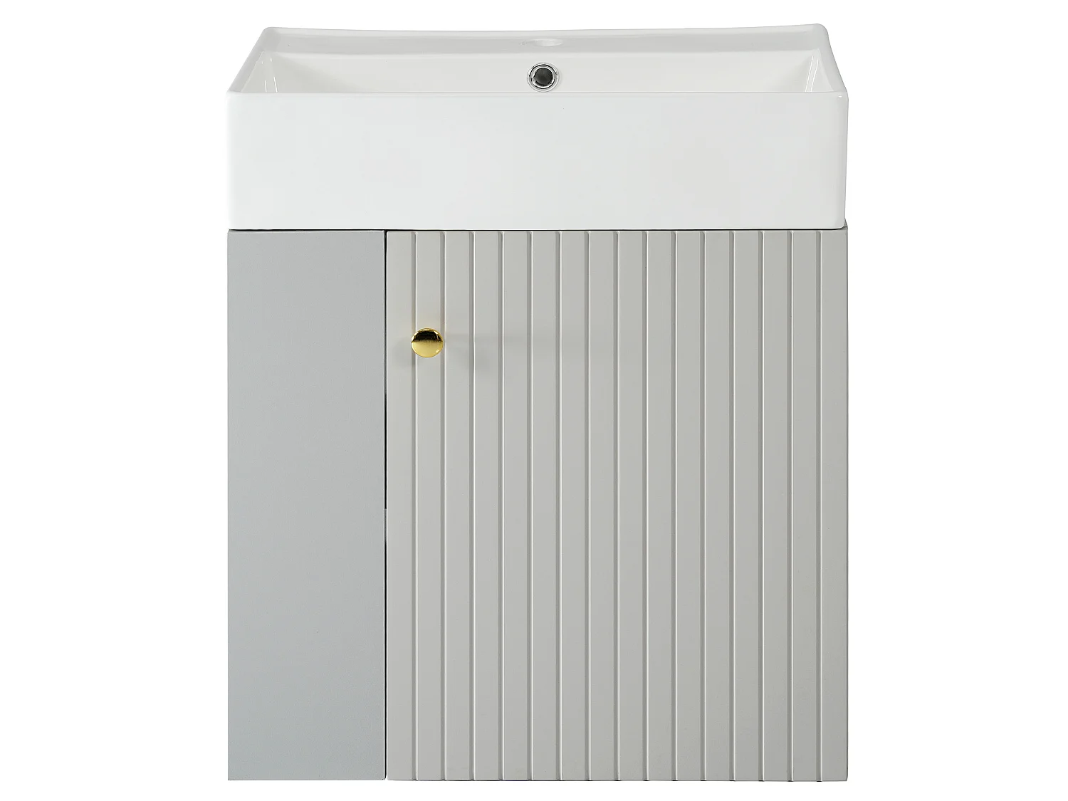 Móvel de casa de banho suspenso com cuba de encastrar - Cinza - 55 cm