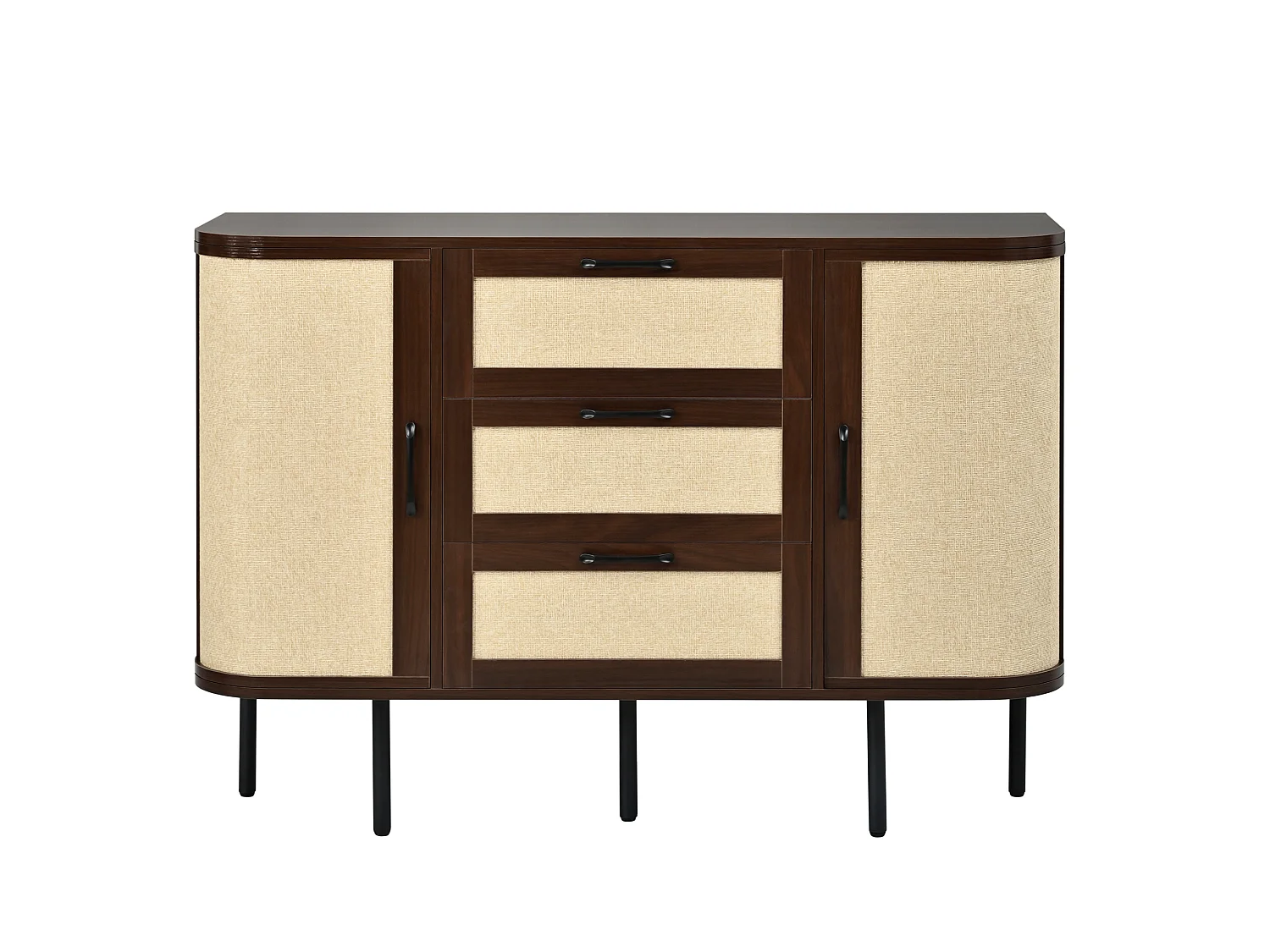 Buffet en MDF avec 2 portes et 3 tiroirs - Marron