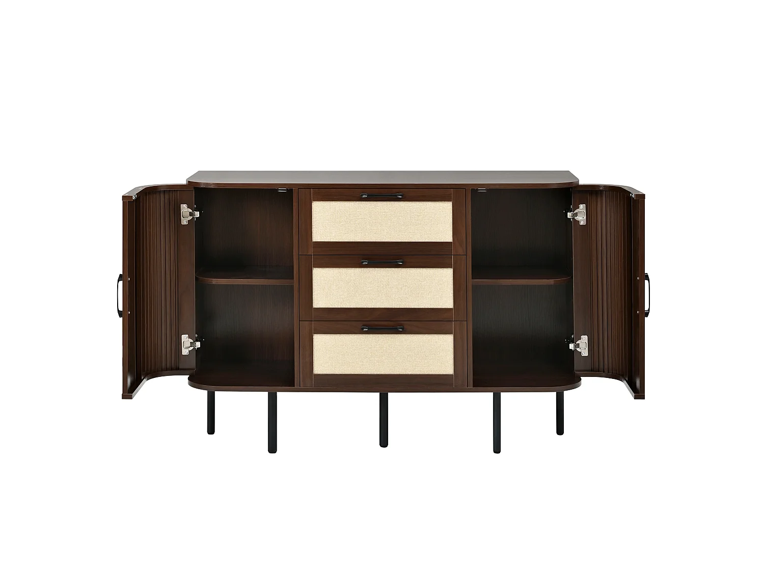 Buffet en MDF avec 2 portes et 3 tiroirs - Marron