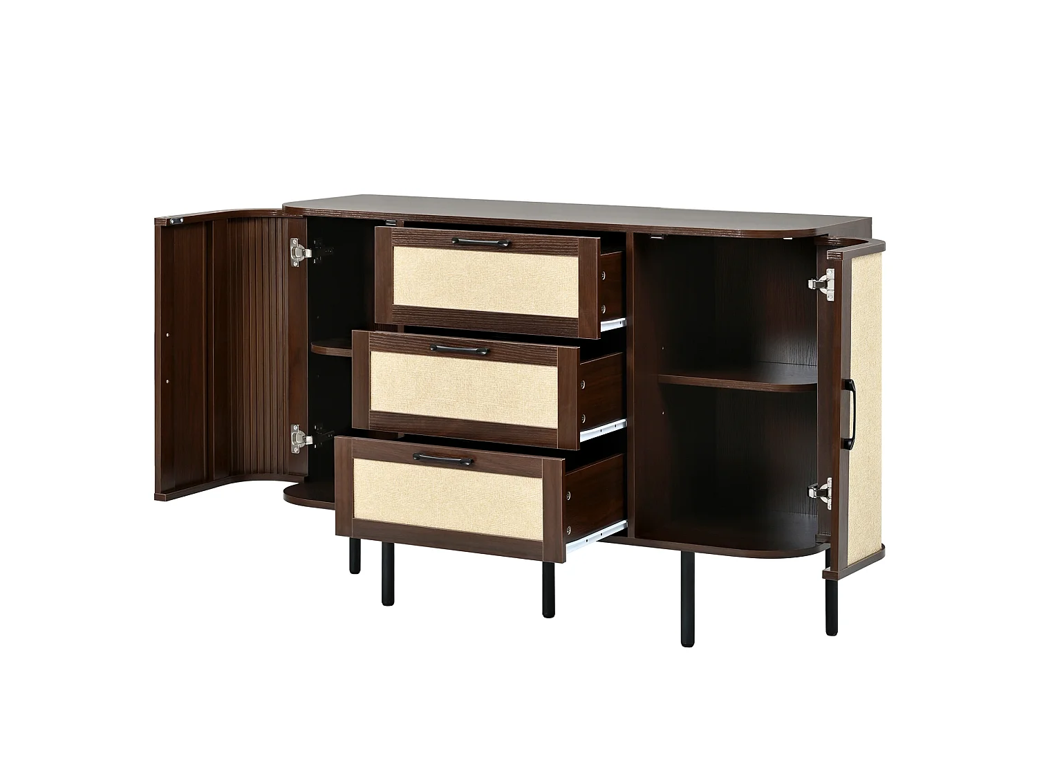 Buffet en MDF avec 2 portes et 3 tiroirs - Marron