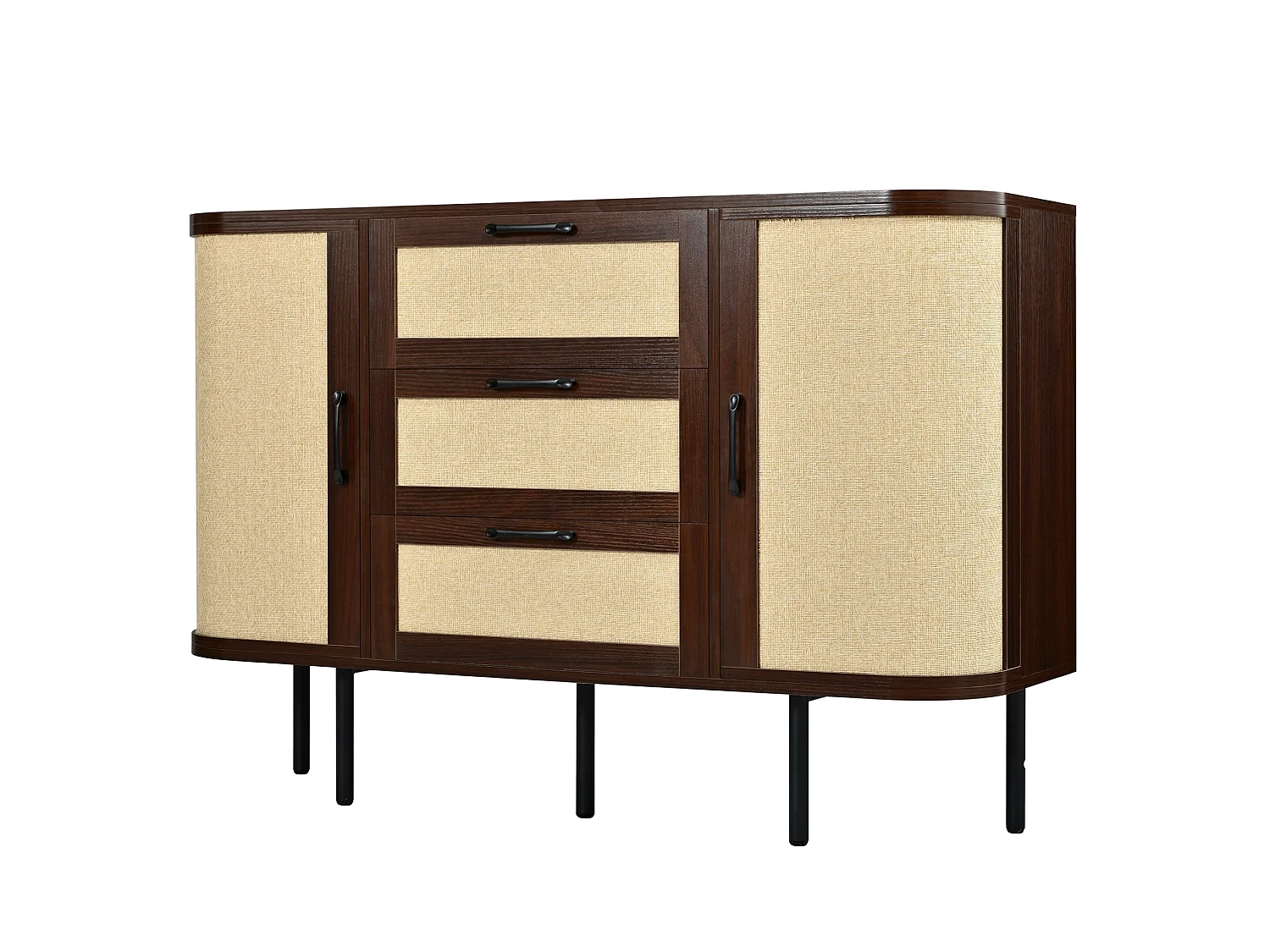 Buffet en MDF avec 2 portes et 3 tiroirs - Marron