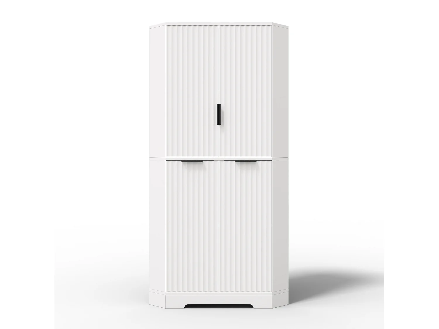 Buffet d'angle avec 4 portes et étagères réglables - Blanc 60 × 60 × 172 cm