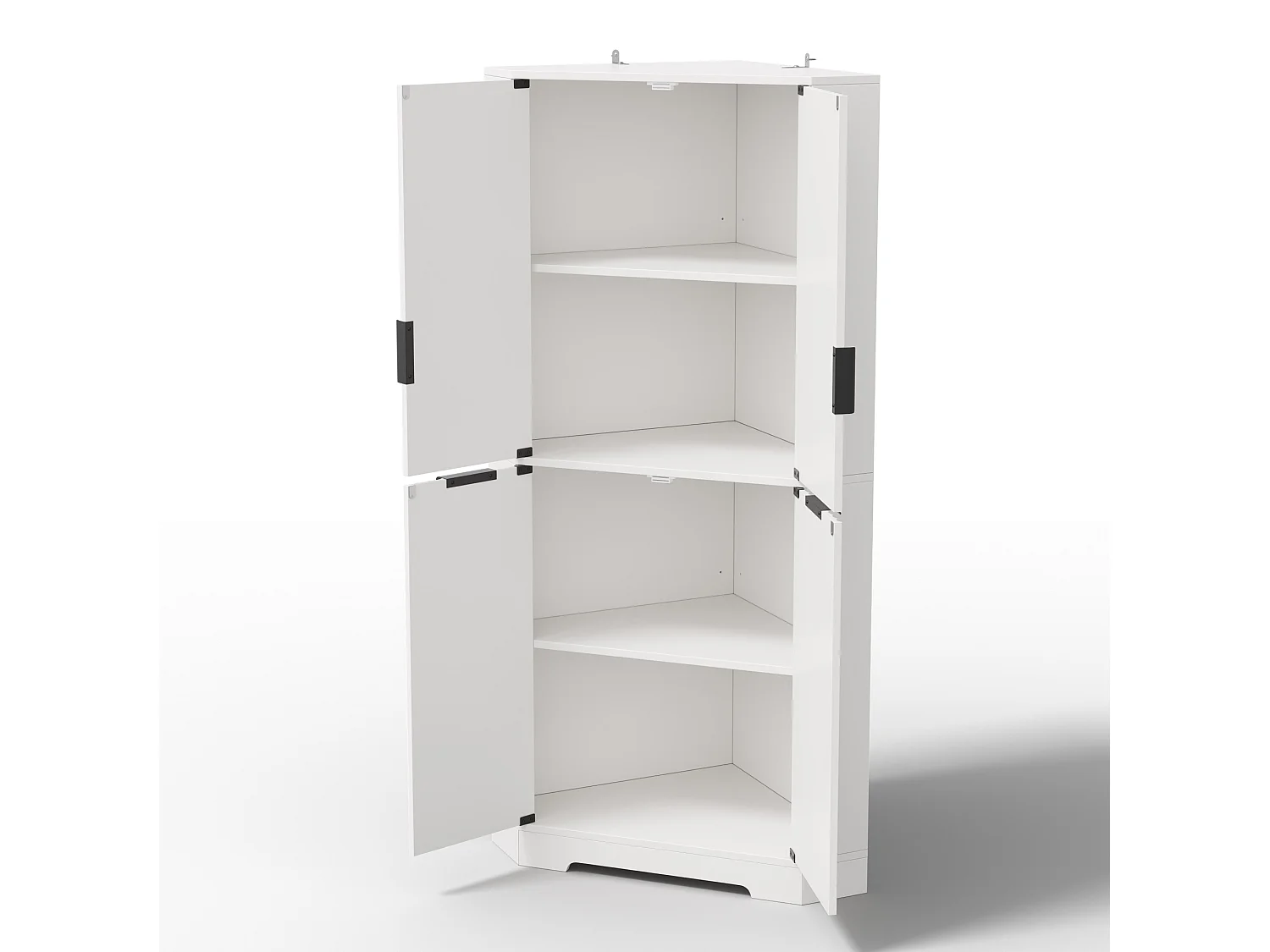 Buffet d'angle avec 4 portes et étagères réglables - Blanc 60 × 60 × 172 cm