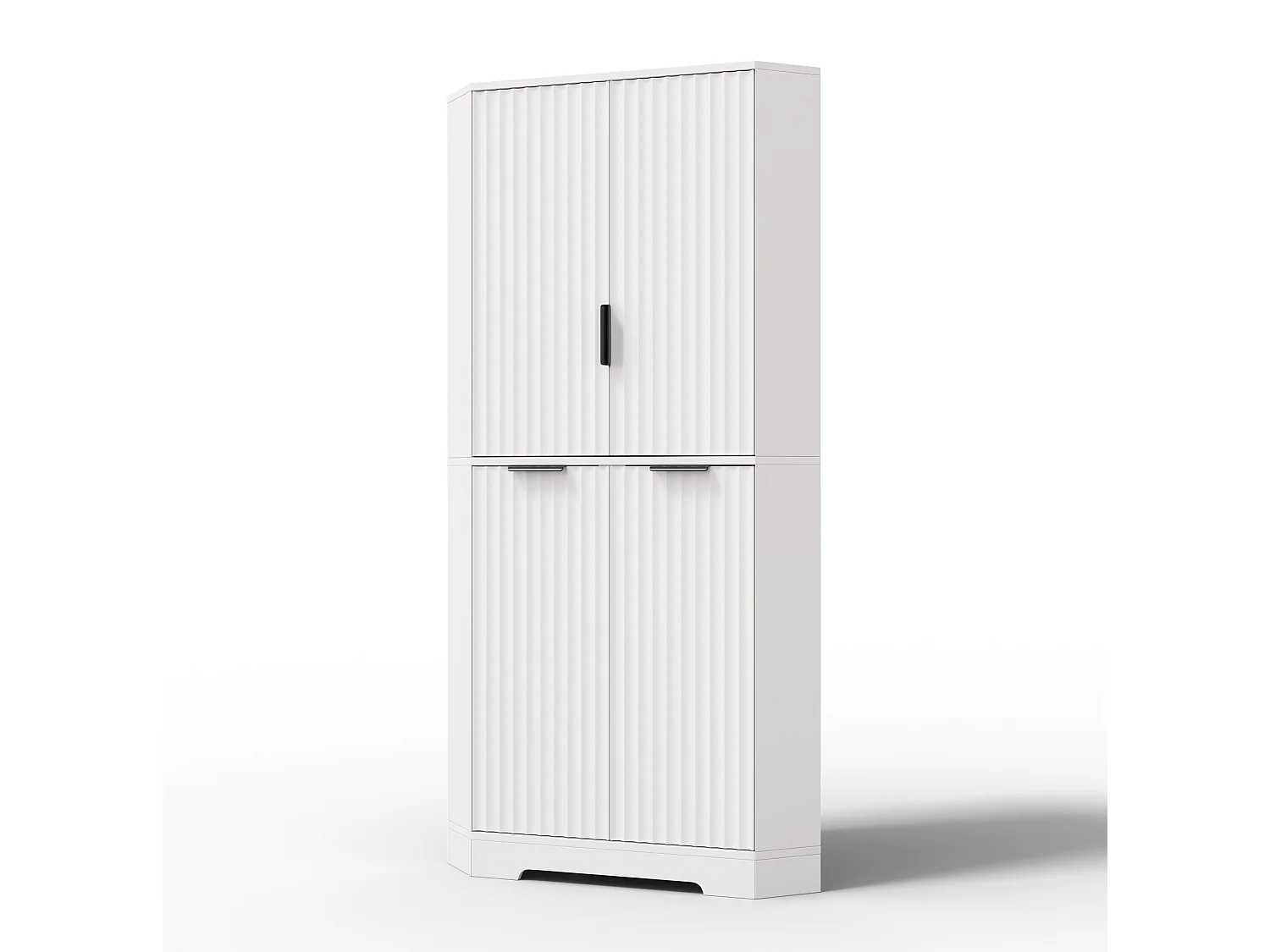 Buffet d'angle avec 4 portes et étagères réglables - Blanc 60 × 60 × 172 cm