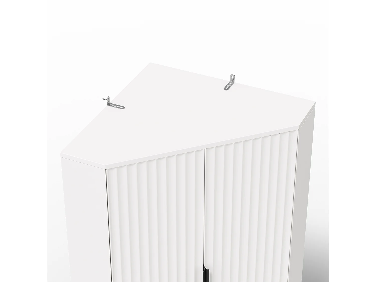 Buffet d'angle avec 4 portes et étagères réglables - Blanc 60 × 60 × 172 cm