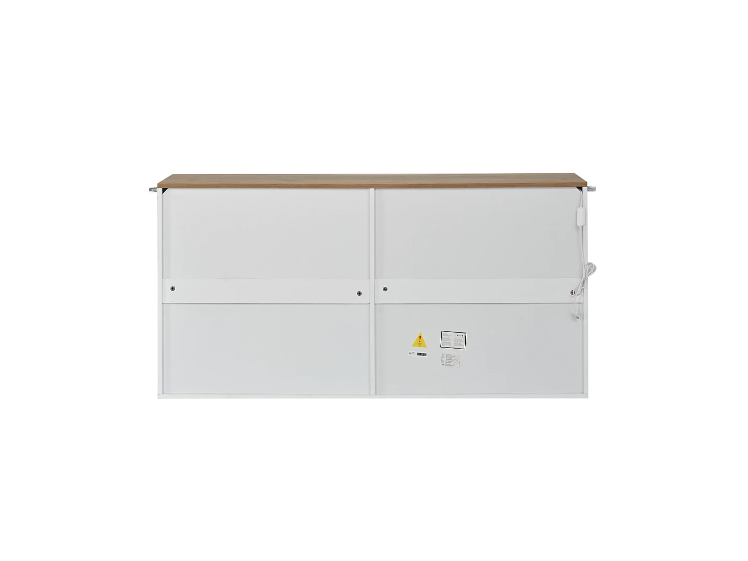 Buffet en MDF avec 4 portes et éclairage LED - Aspect chêne et blanc brillant