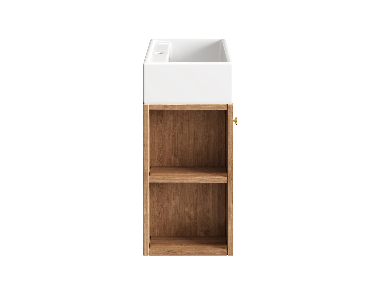 Meuble de salle de bain suspendu avec vasque à encastrer - Marron - 55 cm