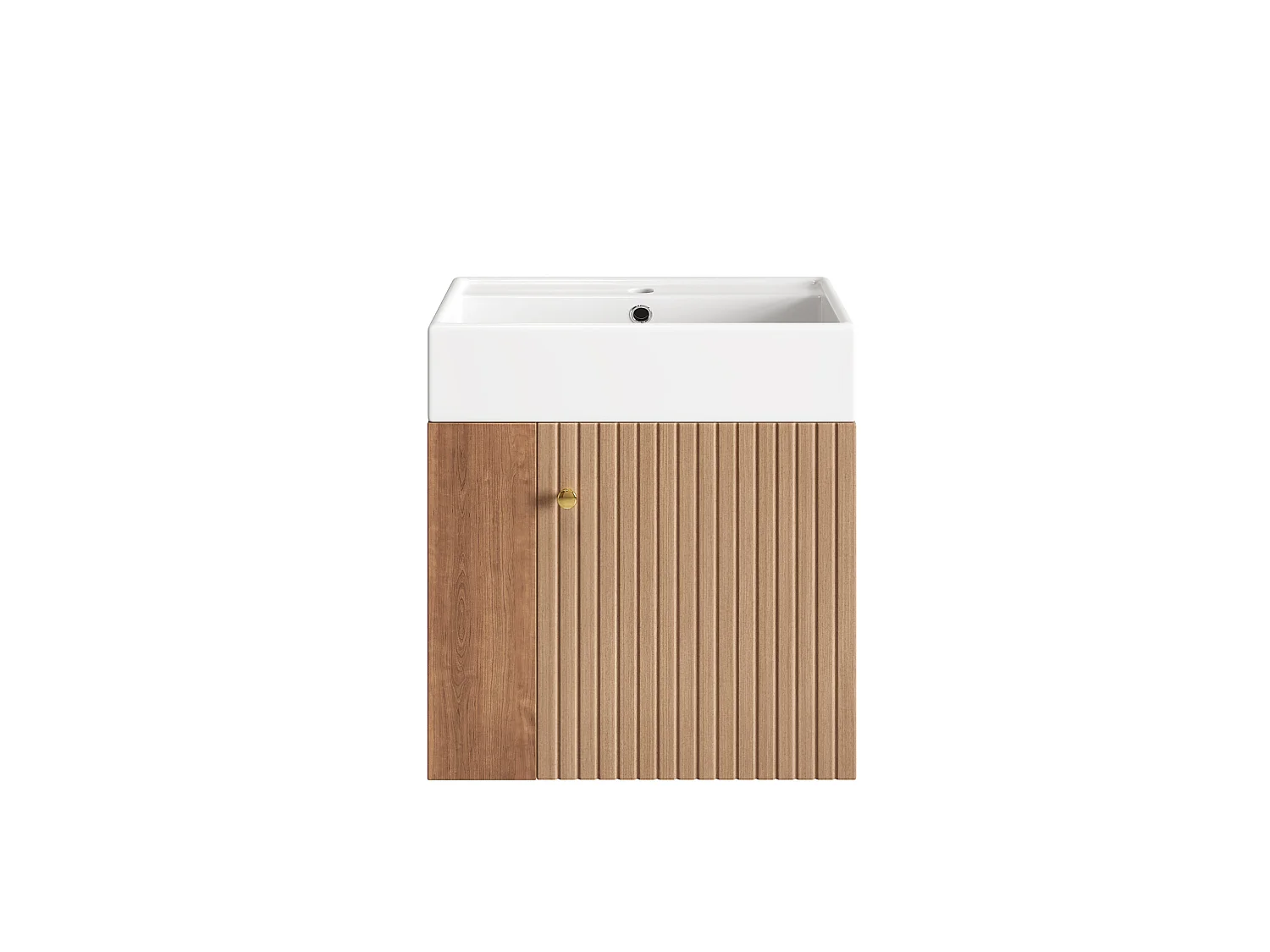 Meuble de salle de bain suspendu avec vasque à encastrer - Marron - 55 cm