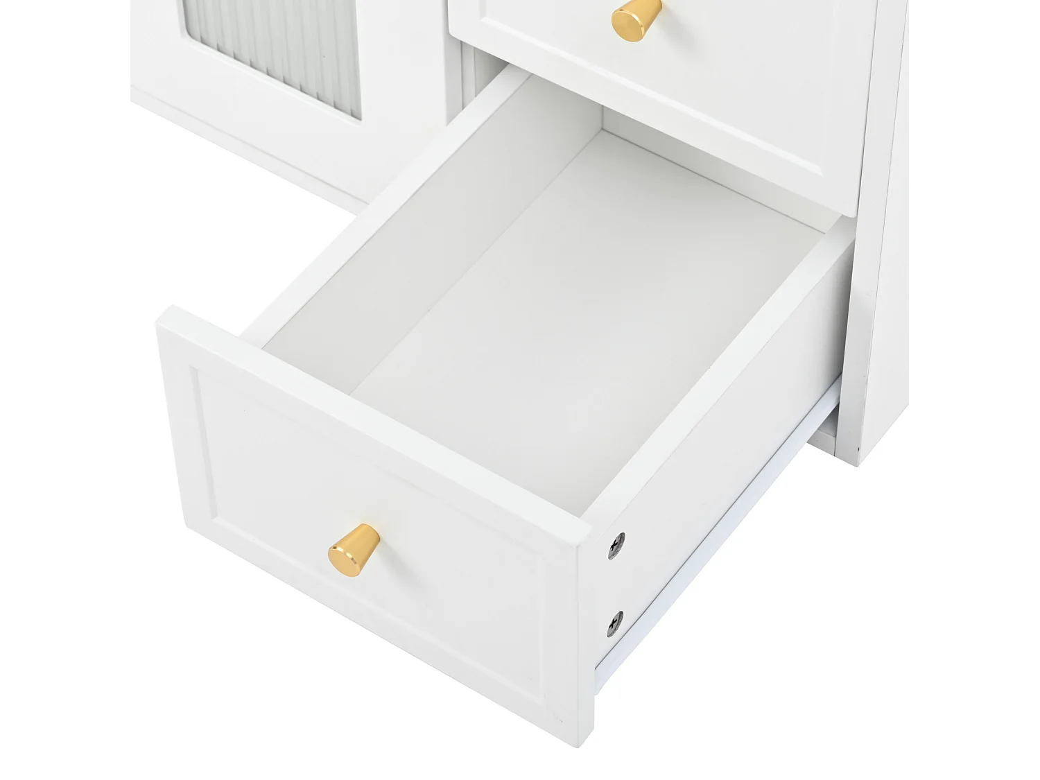 Meuble de salle de bain suspendu avec 2 tiroirs et vasque en céramique - Blanc - 80 cm