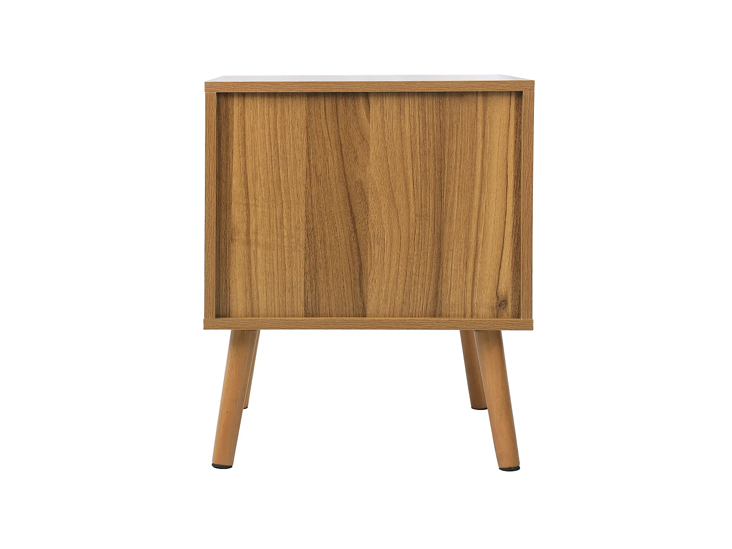 Table de chevet en rotin avec étagère et tiroir - Marron