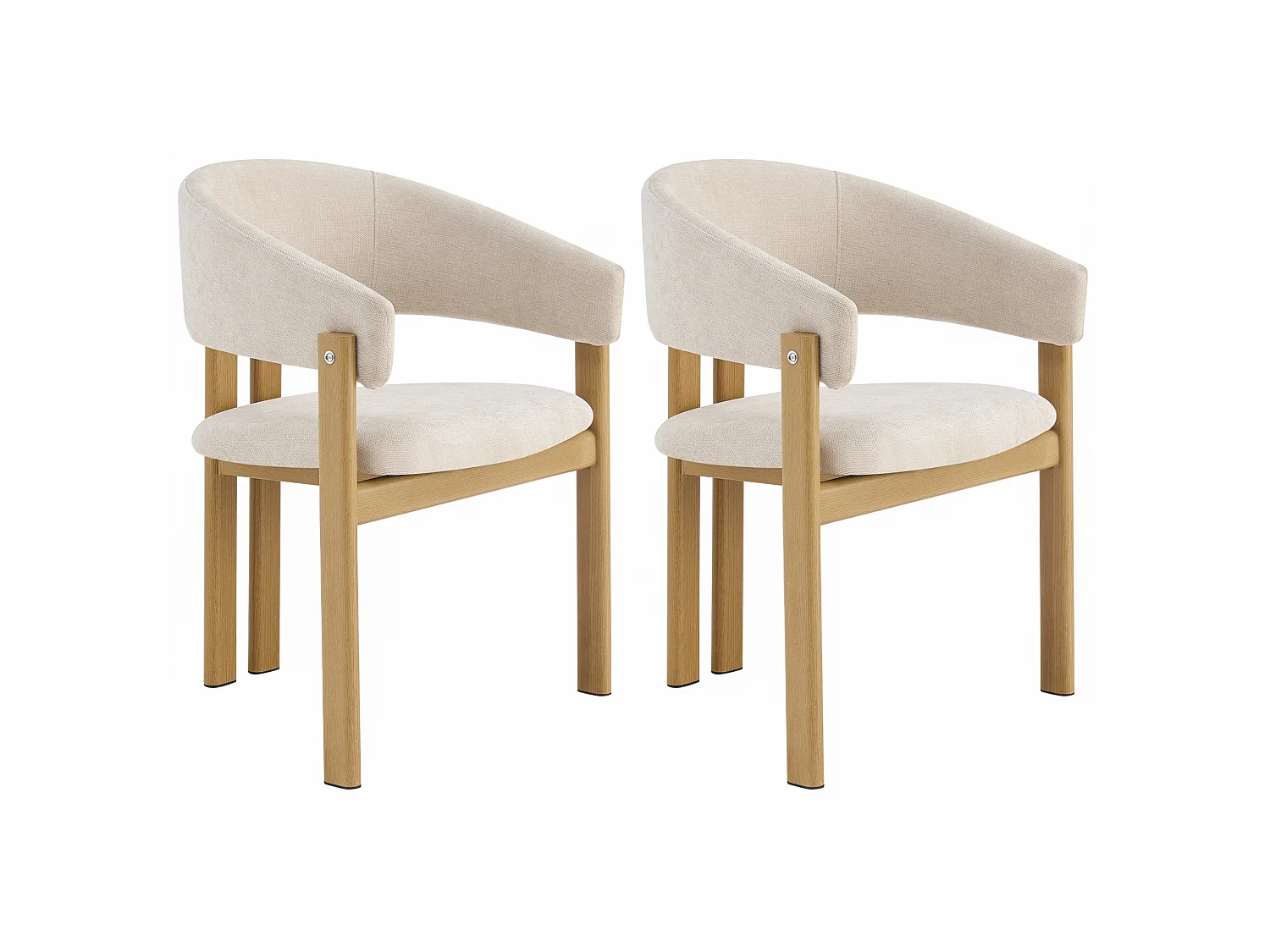 Set di 2 sedie in lino e metallo - Naturale chiaro e beige