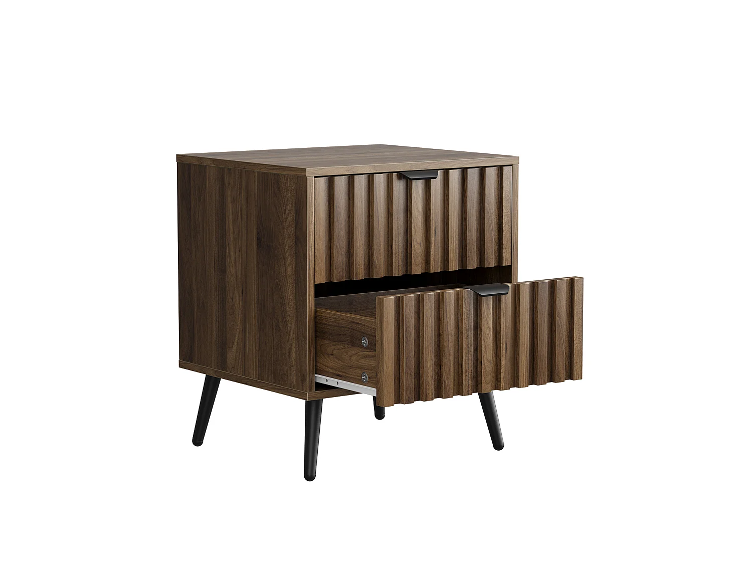 Table de chevet moderne avec 2 tiroirs - Marron 45 x 40 x 53 cm