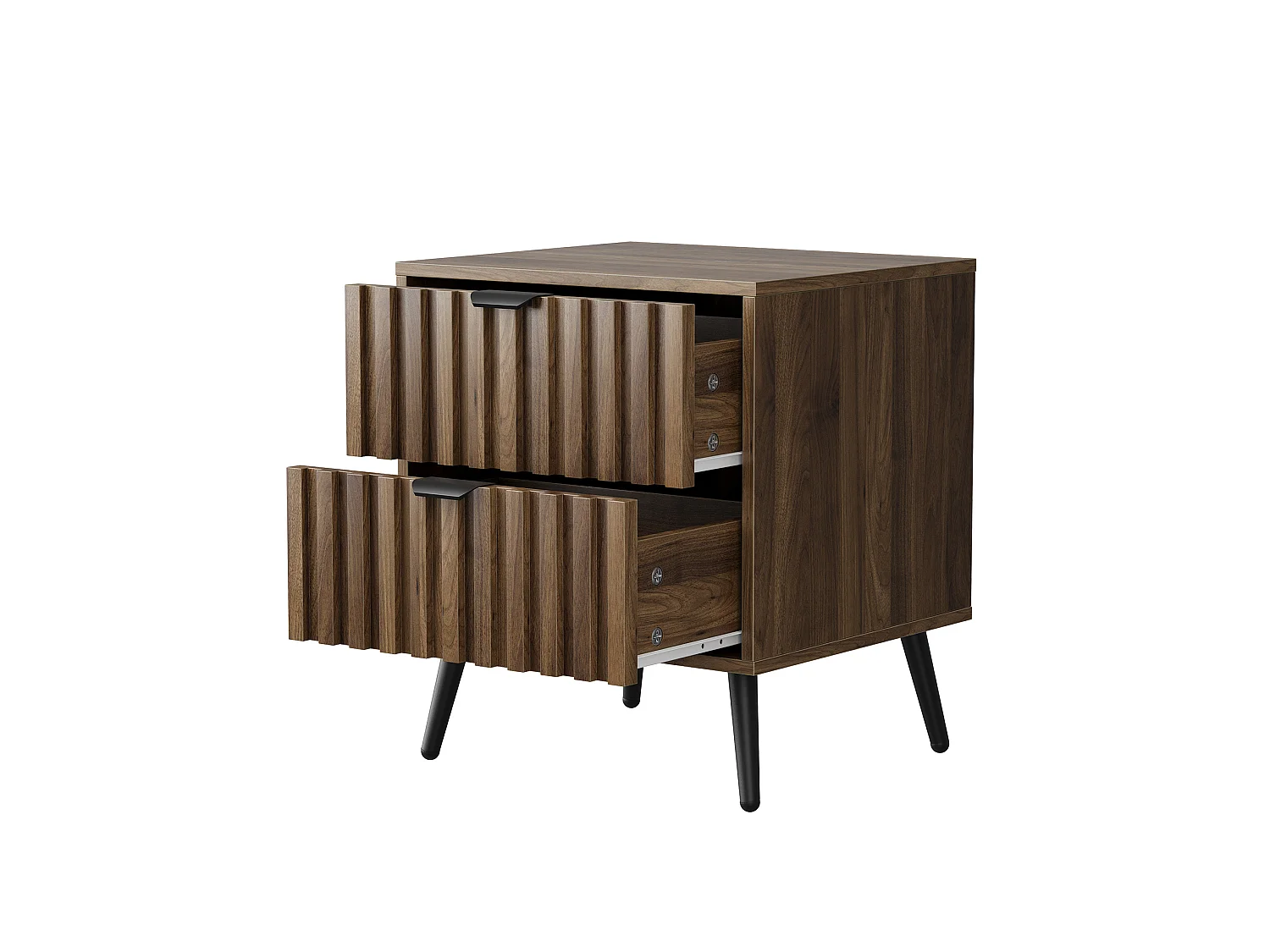Table de chevet moderne avec 2 tiroirs - Marron 45 x 40 x 53 cm