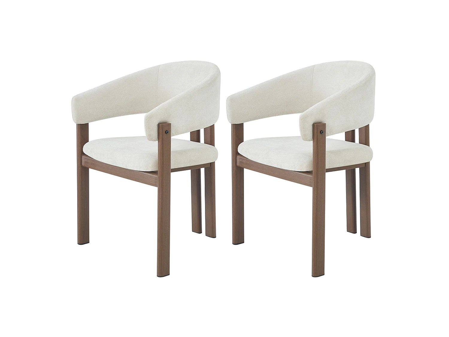 Lot de 2 chaises en lin et métal - Marron et beige