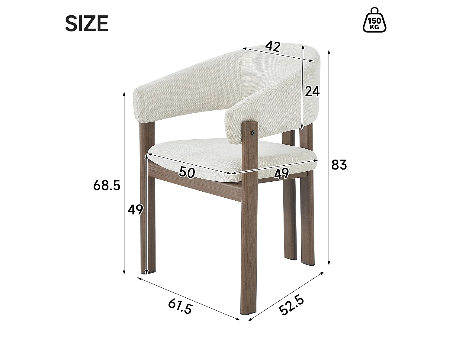 Lot de 2 chaises en lin et métal - Marron et beige