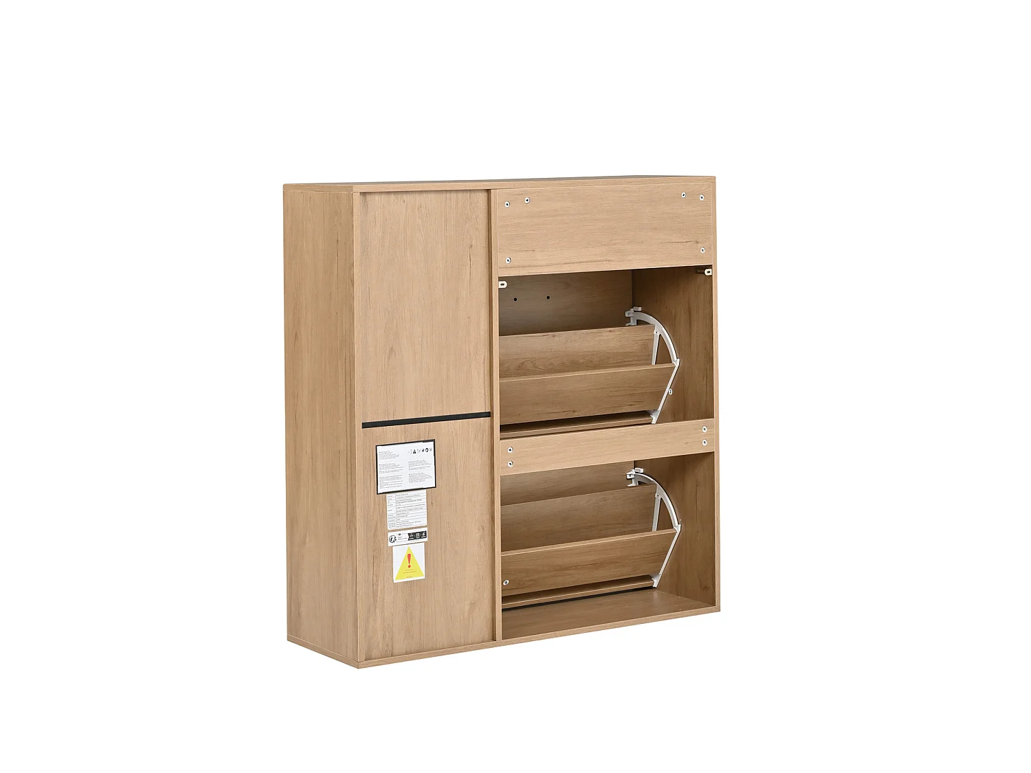 Meuble à chaussures étroit avec 3 portes et 1 tiroir - Ccouleur bois et noir