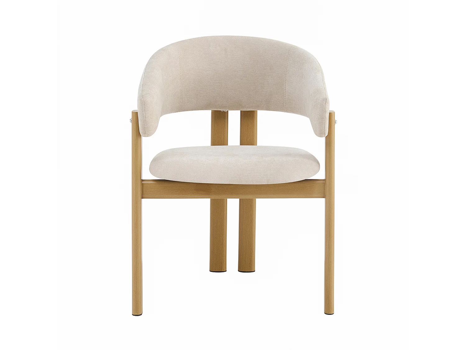 Lot de 4 chaises en lin et métal - Naturel clair et beige