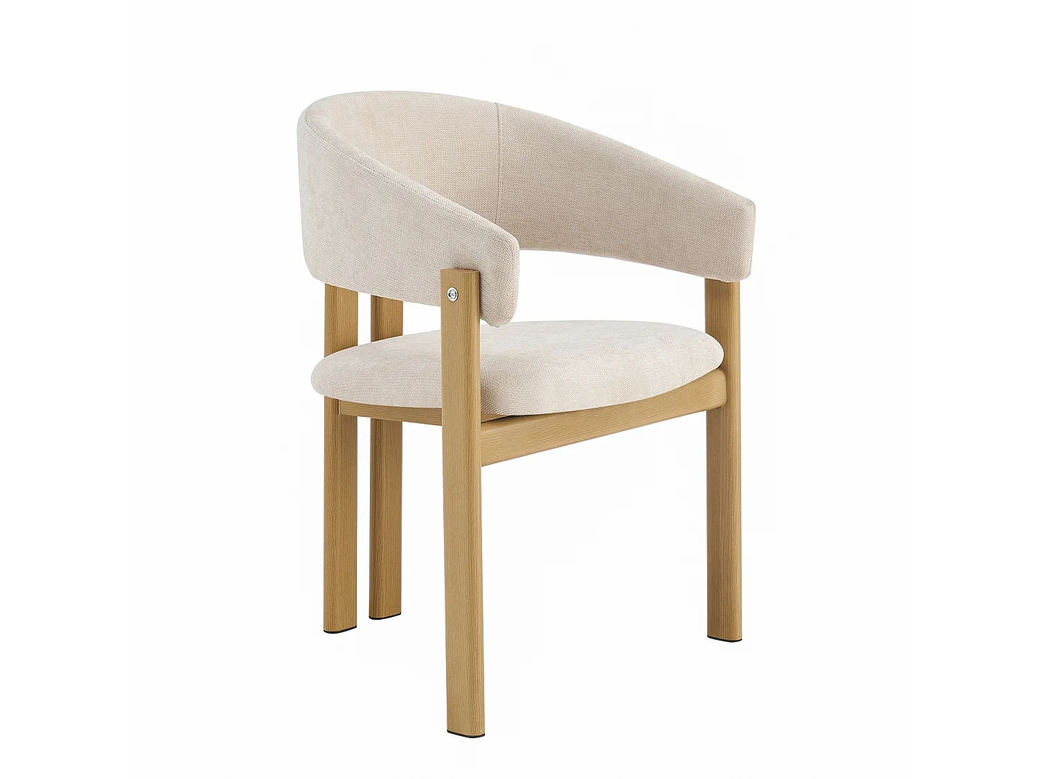 Lot de 4 chaises en lin et métal - Naturel clair et beige
