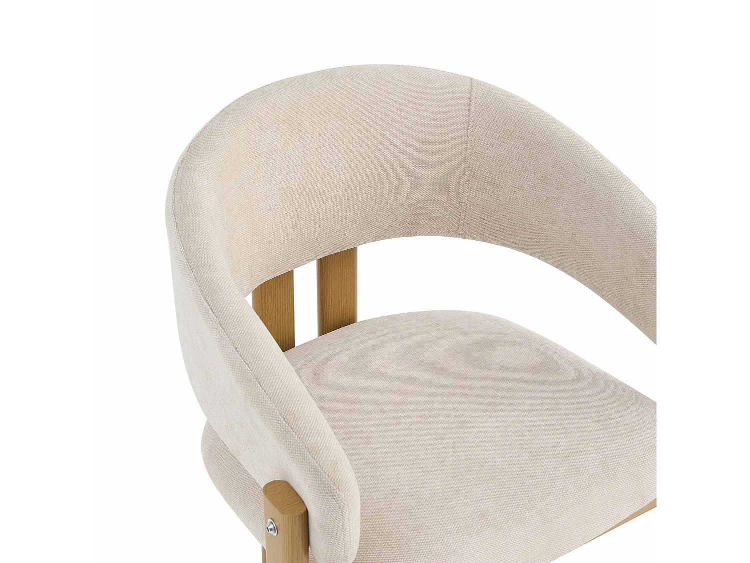 Lot de 4 chaises en lin et métal - Naturel clair et beige