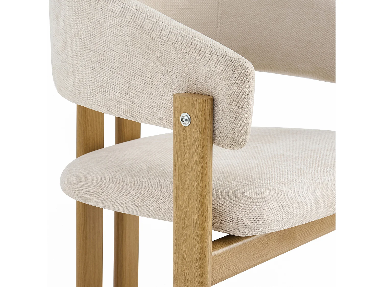 Lot de 4 chaises en lin et métal - Naturel clair et beige