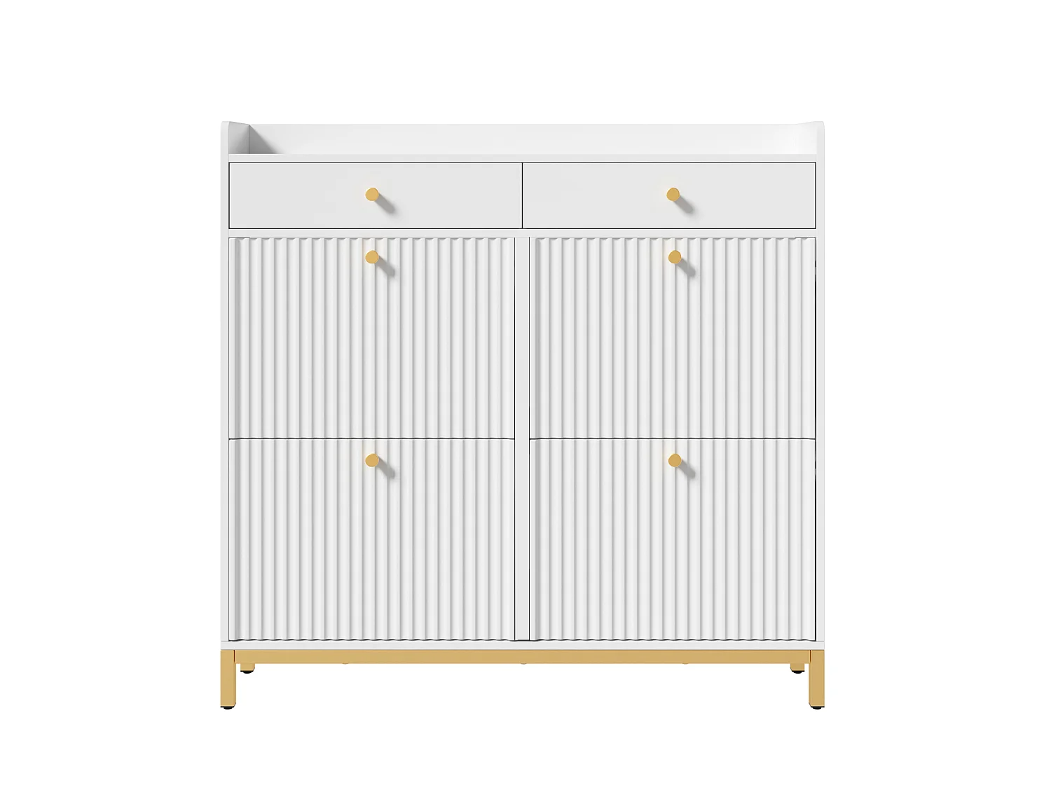 Meuble à chaussures avec 4 portes battantes et 2 tiroirs - Blanc