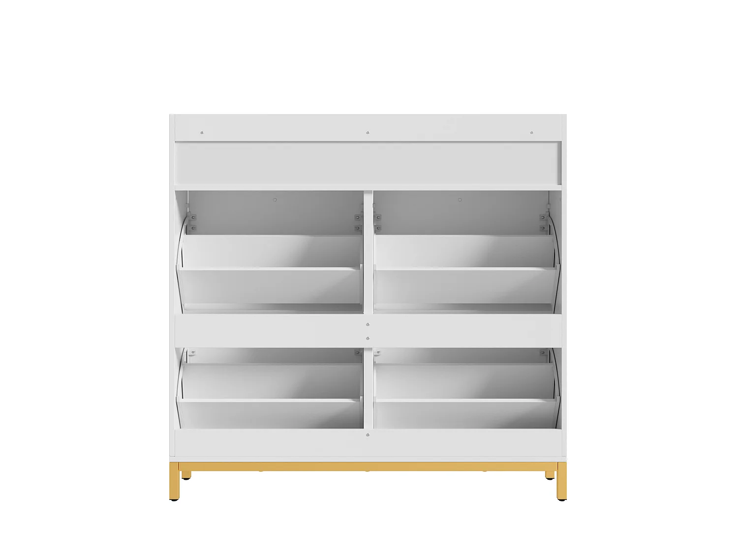 Meuble à chaussures avec 4 portes battantes et 2 tiroirs - Blanc