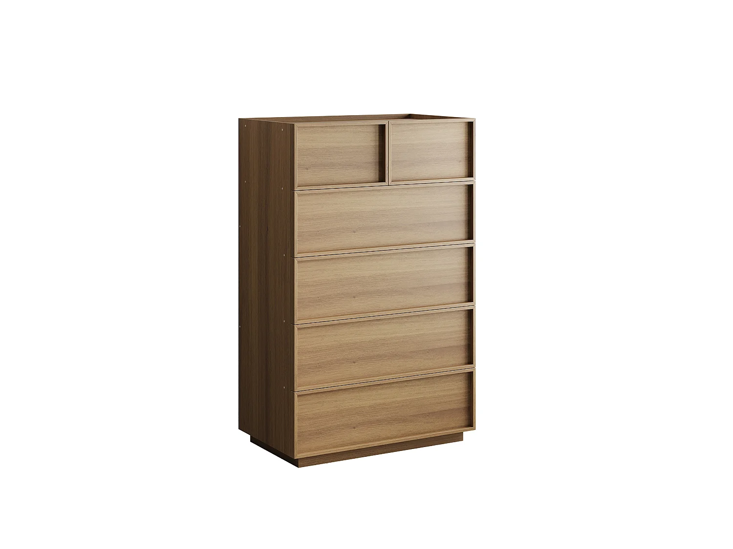 Ladekast met 6 lades - Donkere natuurlijke afwerking 80 x 48 x 127.5 cm