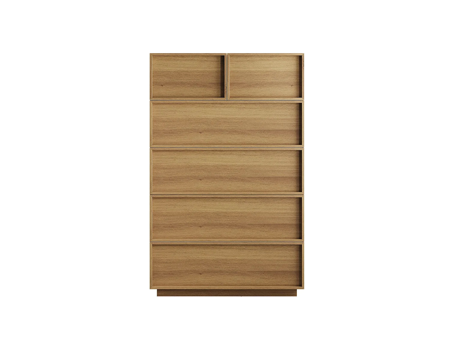 Ladekast met 6 lades - Donkere natuurlijke afwerking 80 x 48 x 127.5 cm