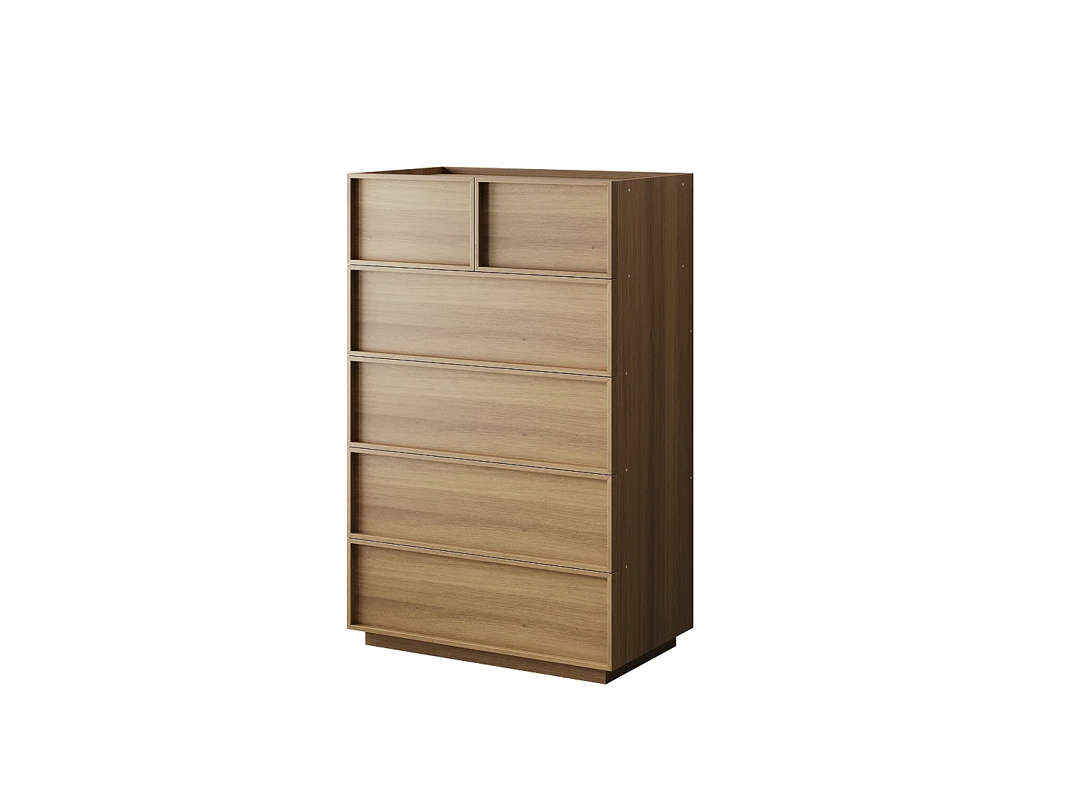 Ladekast met 6 lades - Donkere natuurlijke afwerking 80 x 48 x 127.5 cm