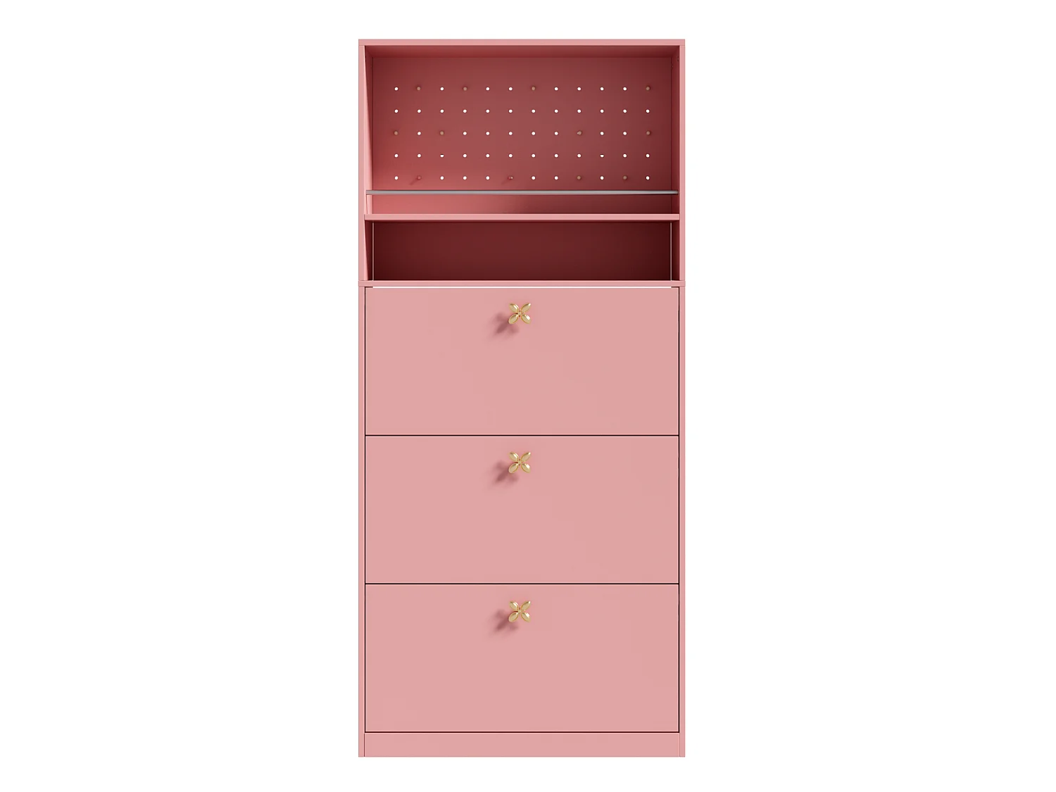 Meuble à chaussures avec 3 compartiments rabattables - Rose 80 × 24 × 178,5 cm