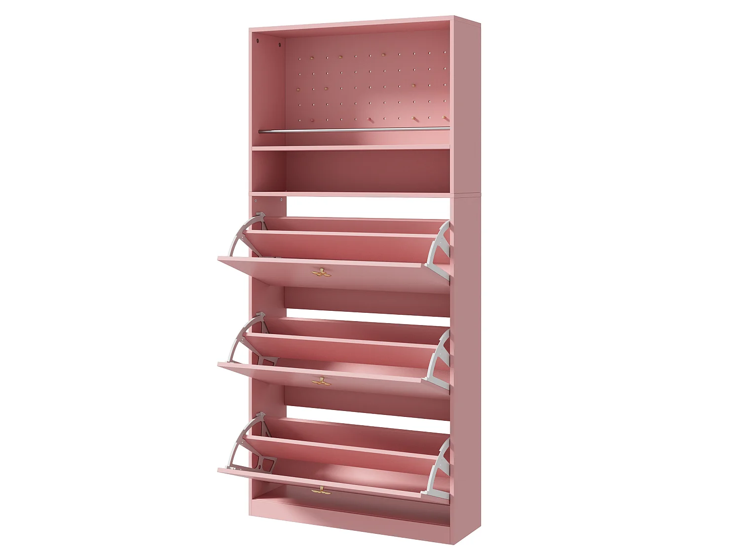 Meuble à chaussures avec 3 compartiments rabattables - Rose 80 × 24 × 178,5 cm
