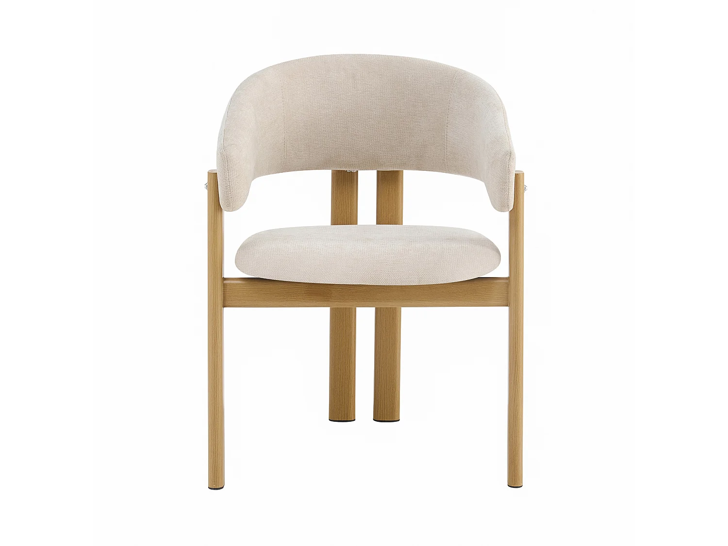 Lot de 6 chaises en lin et métal - Naturel clair et beige