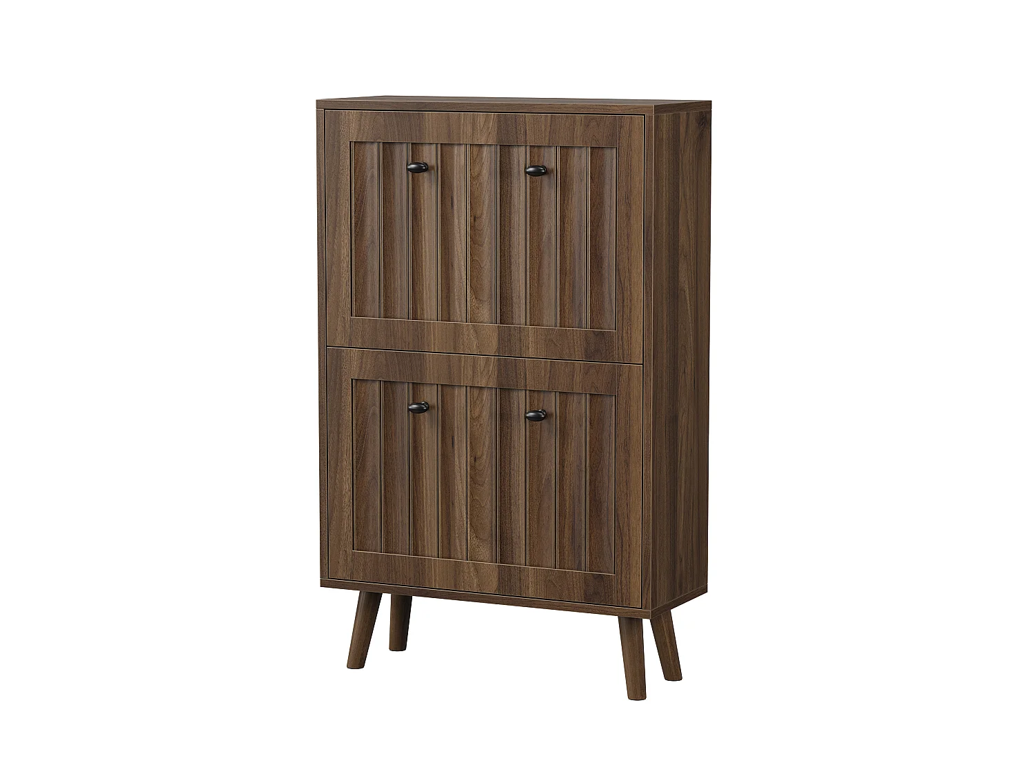 Meuble à chaussures 60 cm avec 2 portes rabattables - Marron