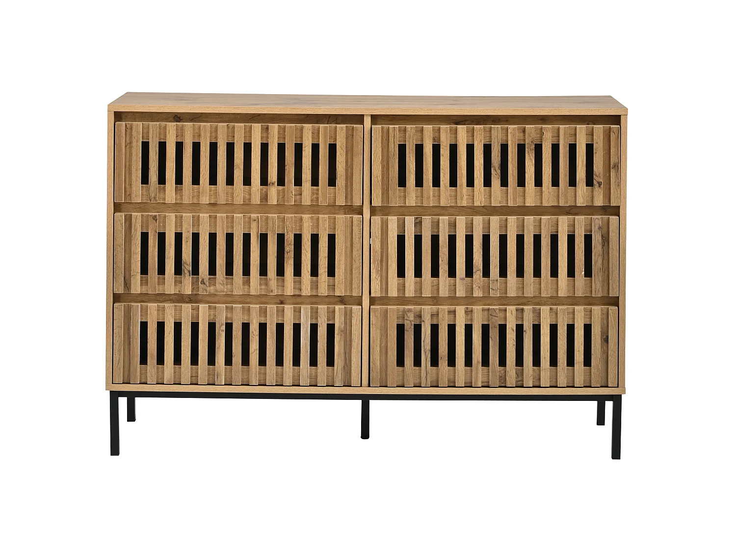 Commode met 6 laden - Houtkleur 120 x 40 x 81 cm