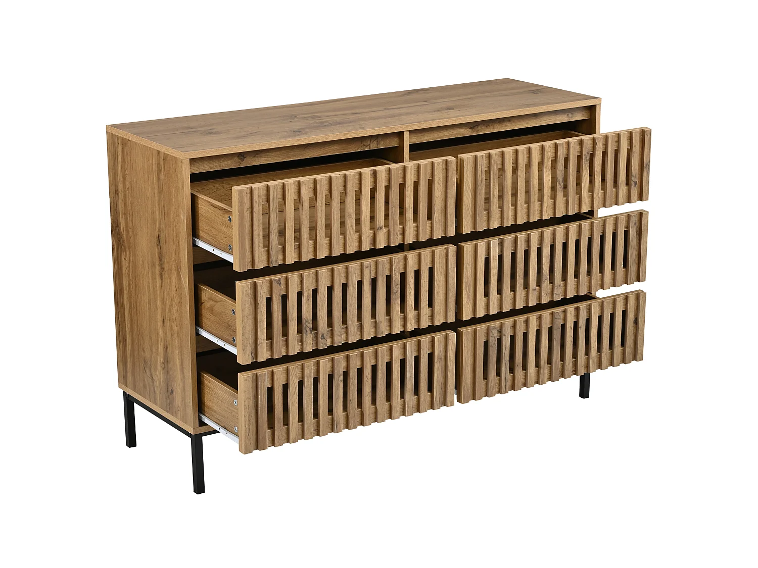Commode met 6 laden - Houtkleur 120 x 40 x 81 cm