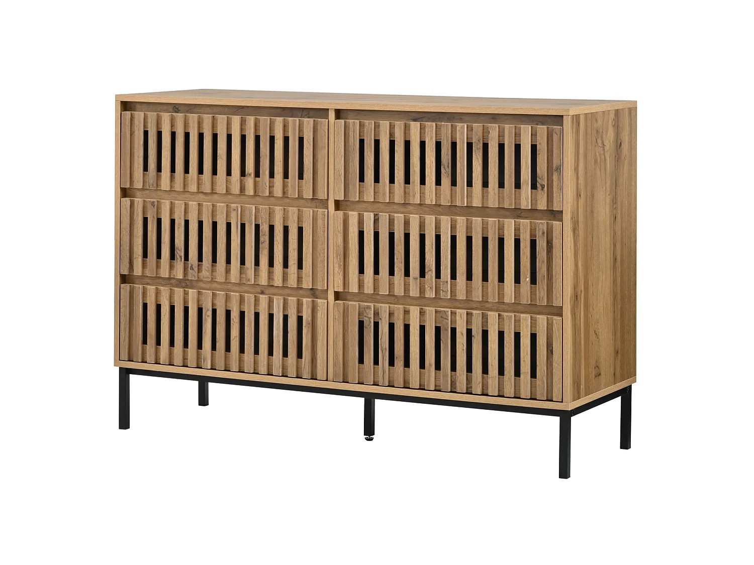 Commode met 6 laden - Houtkleur 120 x 40 x 81 cm