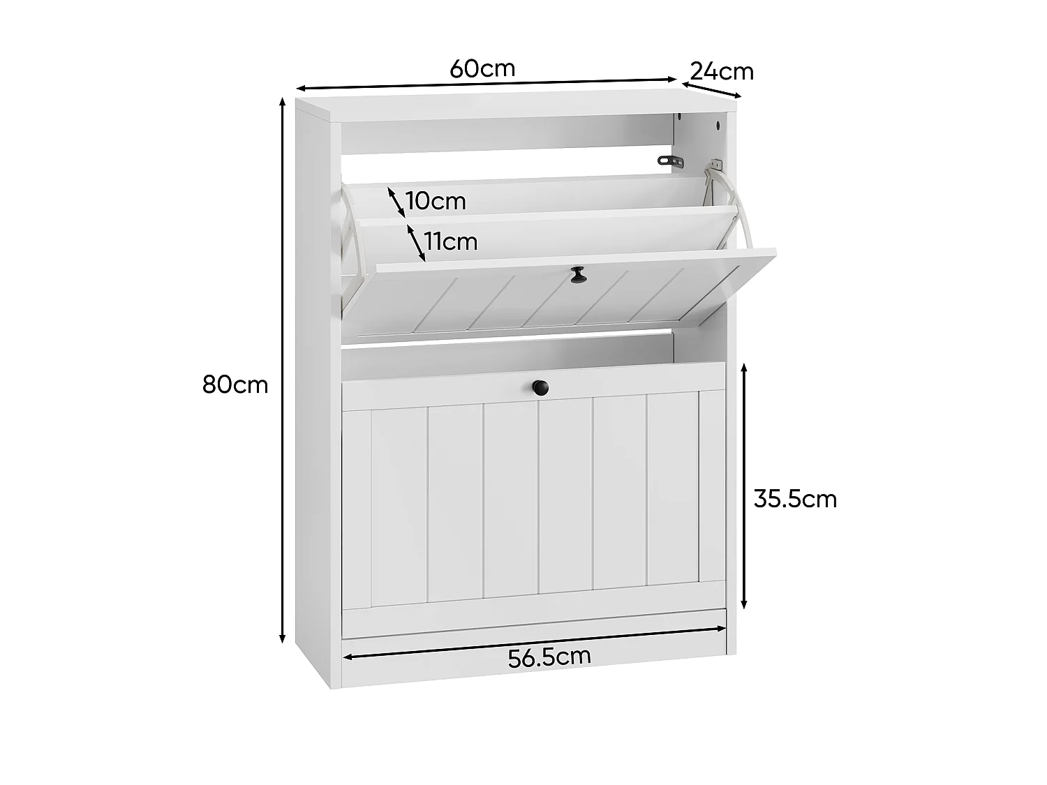 Sapateira de 60 cm com 2 gavetas basculantes - Branco