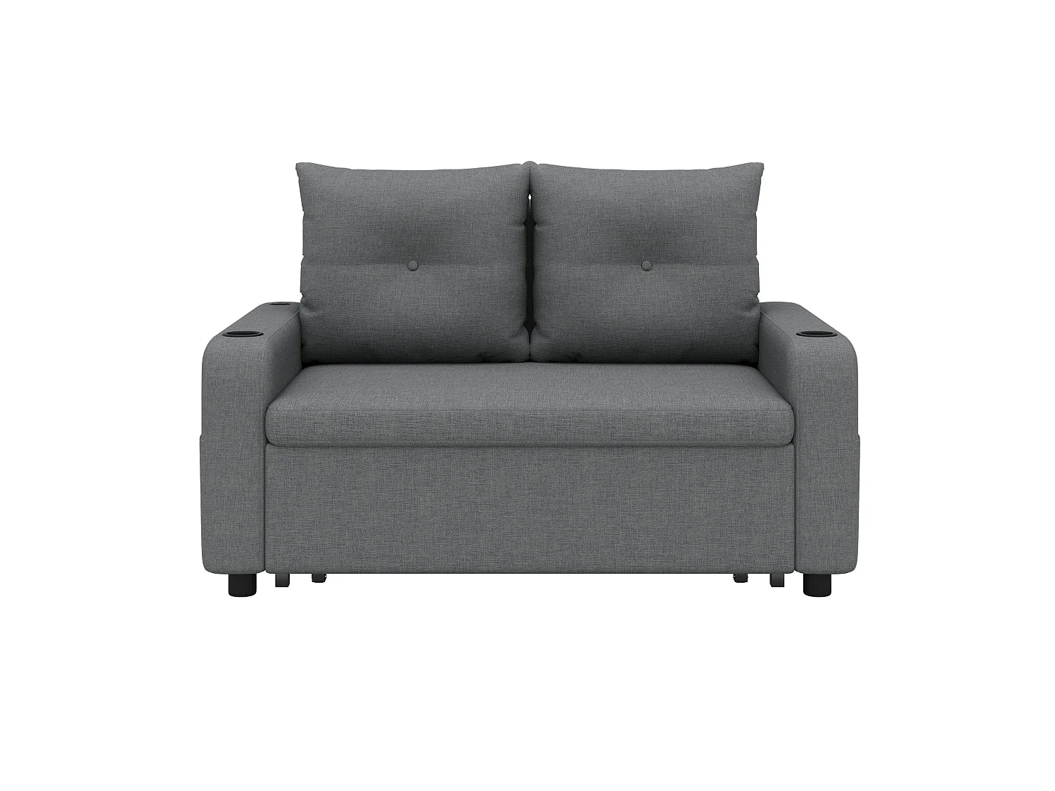 Divano letto in tessuto a 2 posti con porte USB/Type-C e cuscini - Grigio
