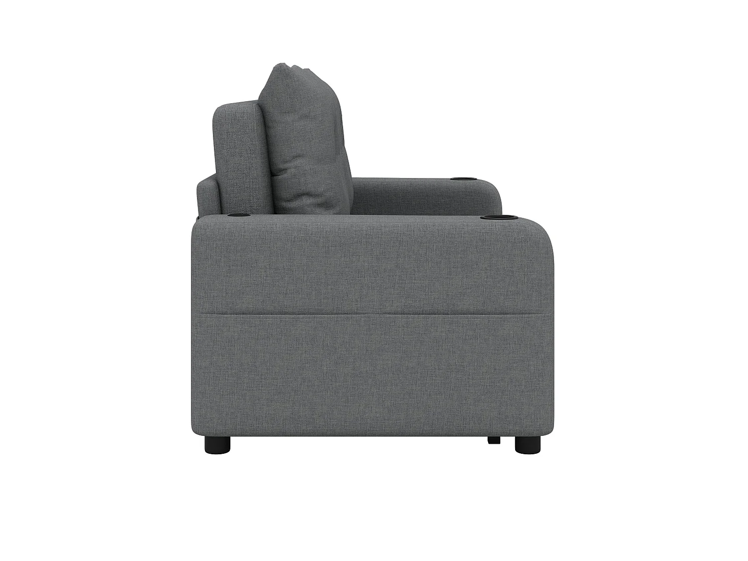 Divano letto in tessuto a 2 posti con porte USB/Type-C e cuscini - Grigio