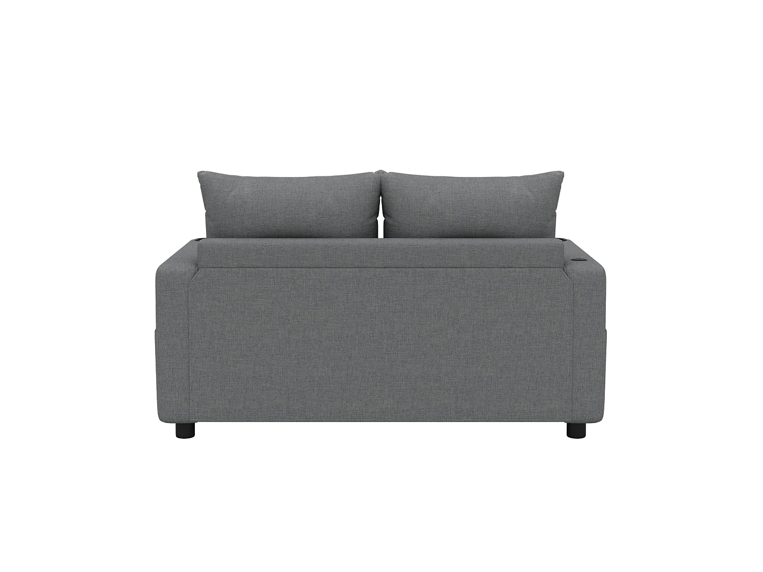 Divano letto in tessuto a 2 posti con porte USB/Type-C e cuscini - Grigio