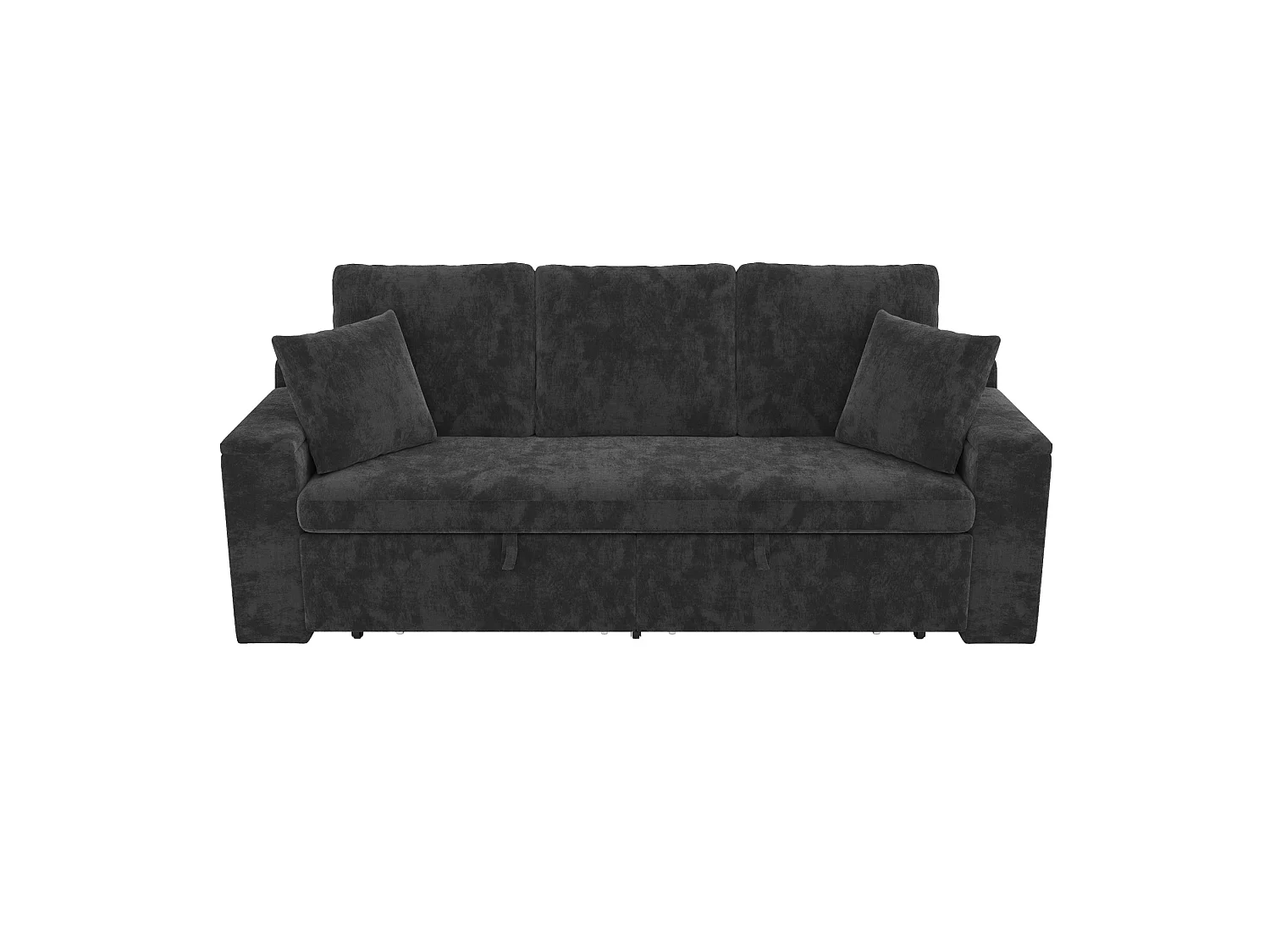 Canapé convertible 3 places en chenille avec USB/Type-C et rangements - Gris
